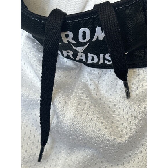 Under Armour Project Rock Iron Paradise White Black Mesh Men’s Shorts ~No Sz Tag - Picture 4 of 16